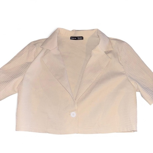 SHEIN Jackets & Blazers - SHEIN Cream Blazer Cropped Suit Jacket